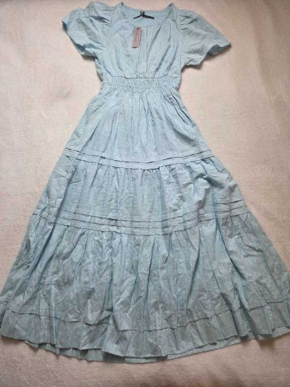 New XXSP Anthropologie The Somerset lurex maxi dress Corydalis Blue with gold